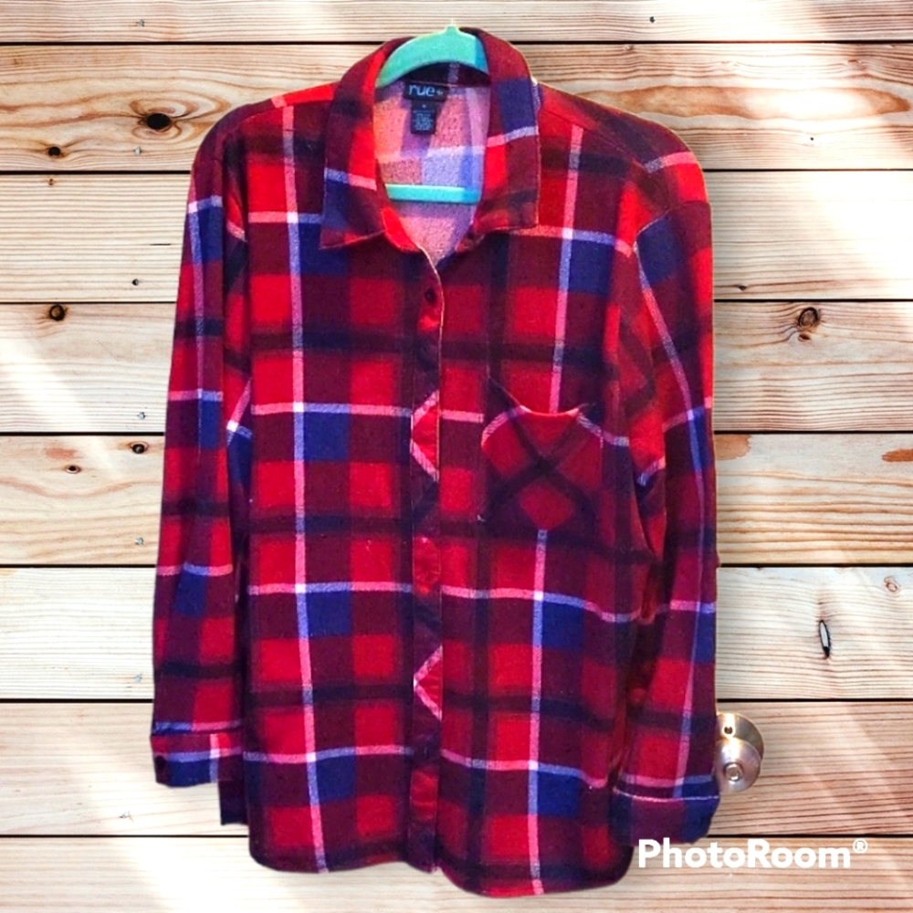 Rue Plaid Flannel Button-down